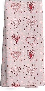 Pink Heart Kitchen Towels, Valentines Day Bathroom Decor, Valentine Pink Heart Hand Towels, I Love You Dish Towels Anniversary Wedding Romantic Tea Towels for Kitchen, Gifts for Women Girls