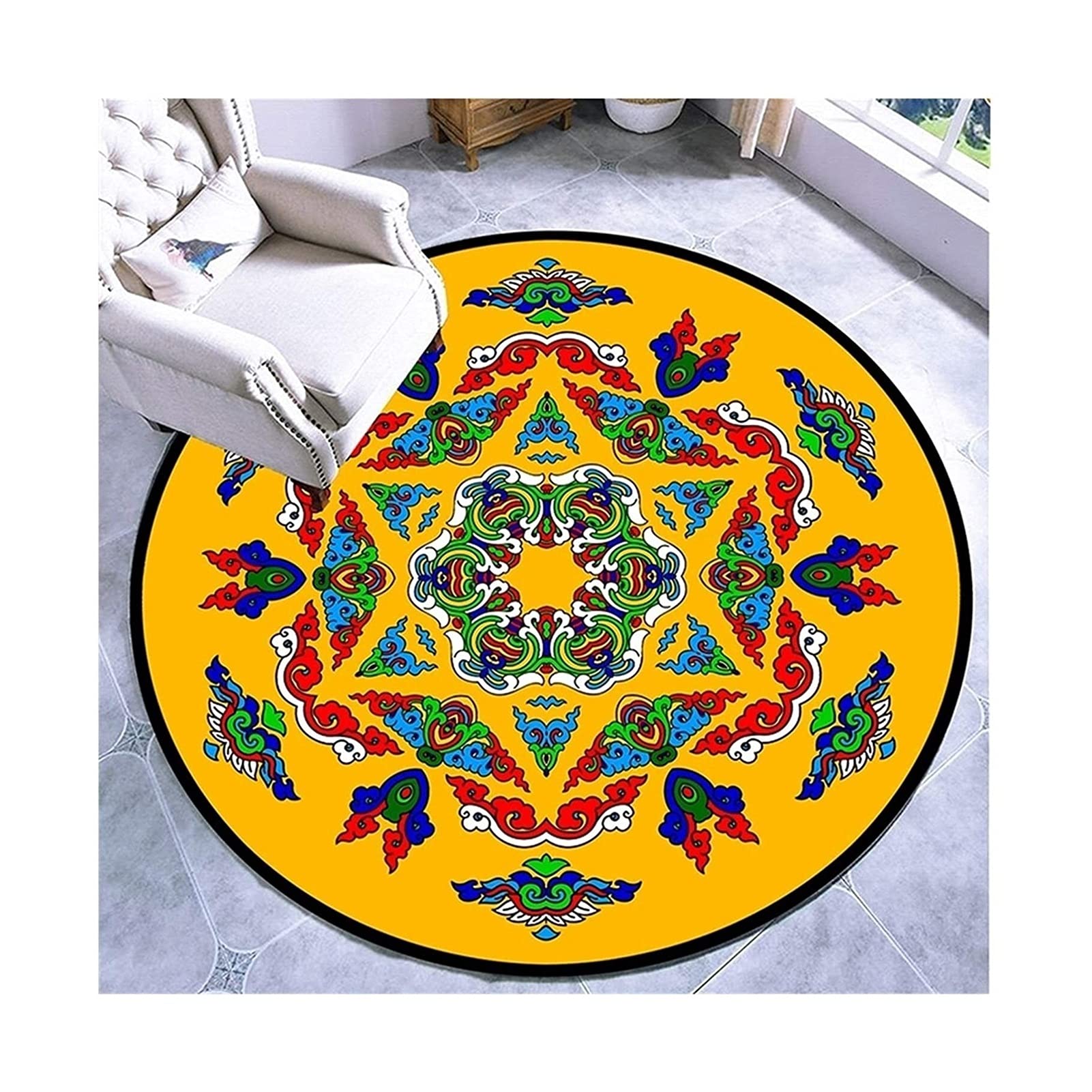 Alfombra redonda para sala de estar MLLDM y comedor diario de 120cm