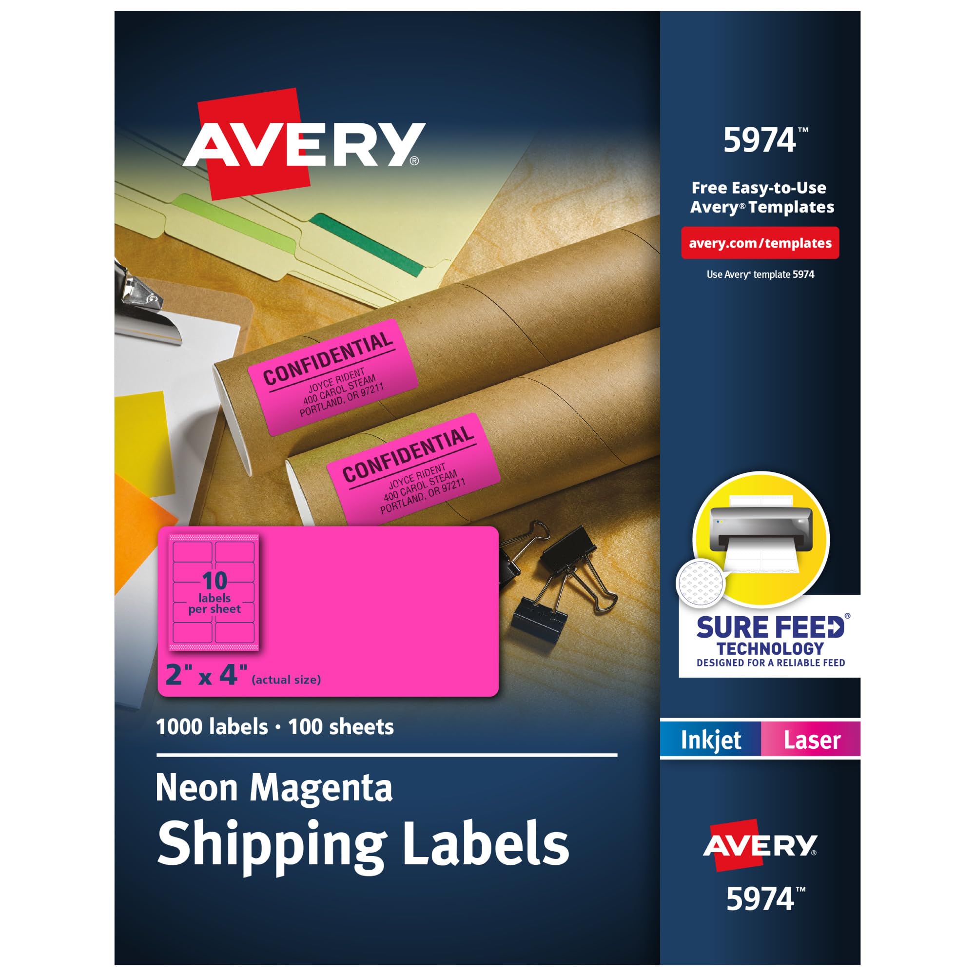 Avery alta visibilità assortiti Colori fluorescenti