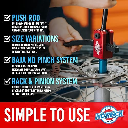 Miniatura 4 de BAJA NO PINCH 1050 - paquete de herramientas para neumáticos, herramienta para montaje de ruedas con eje de 20 mm mas kit de adaptador, para