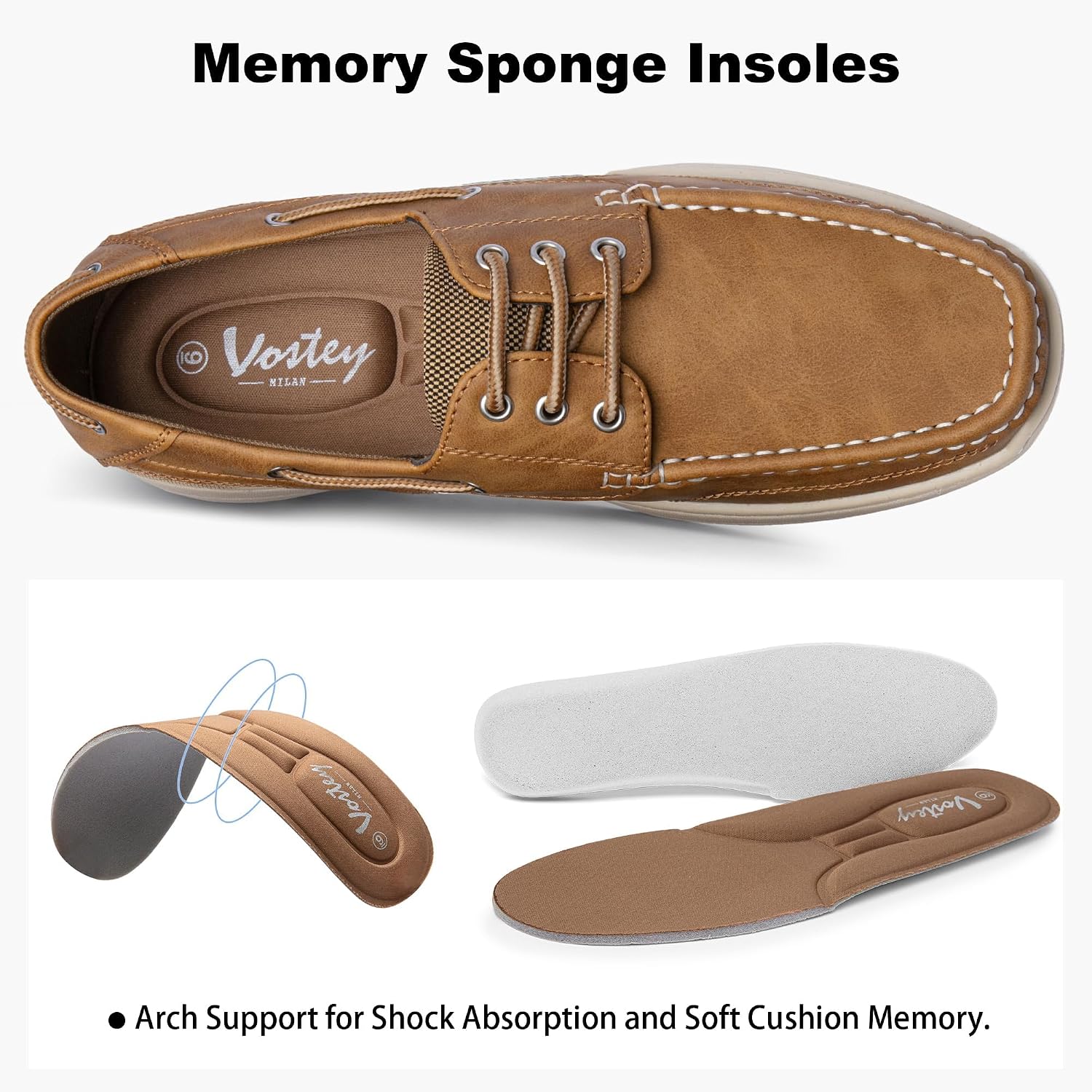 Vostey Men's Boat Shoes 3-Eye Deck Casual Loafers for Men