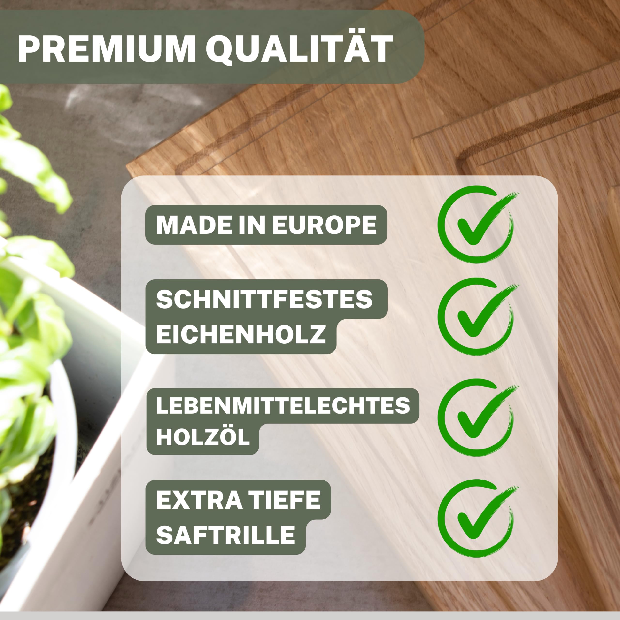 ASTREIN® Schneidebrett Eiche – Massives Holzbrett 3er Set – Hochwertiges Küchenbrett aus Eichenholz – Robust, langlebig & messerschonend – Ideal als Schneide‑ & Servierbrett (3er Set)