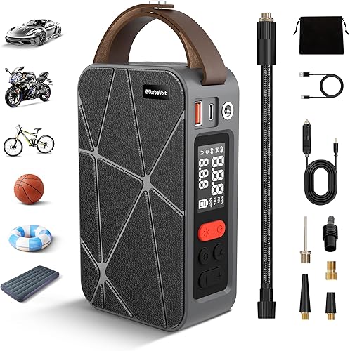 Compresor de aire portátil para inflado de neumáticos, bomba de 150 PSI para inflado rápido de neumáticos, inflador inalámbrico de neumáticos de