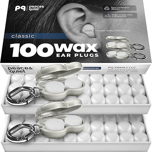 Peace&Quiet PQ 100 Tapones para los oídos de cera para dormir – Tapones de cera de silicona para dormir y nadar, tapones de gel para los oídos para