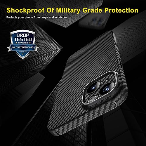 Miniatura 6 de memumi Funda de fibra de carbono para iPhone 15 Plus, resistente y duradera de 0.020 in, ajuste delgado, para iPhone 15 Plus, fibra de aramida real,