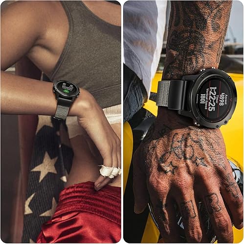 Miniatura 7 de Fintie Correa compatible con Garmin Fenix 5X5X Plus, Fenix 6X6X Pro, Fenix 7X, Fenix 33 HR, Descent MK1D2 Delta PXD2 Charlie, correa deportiva de