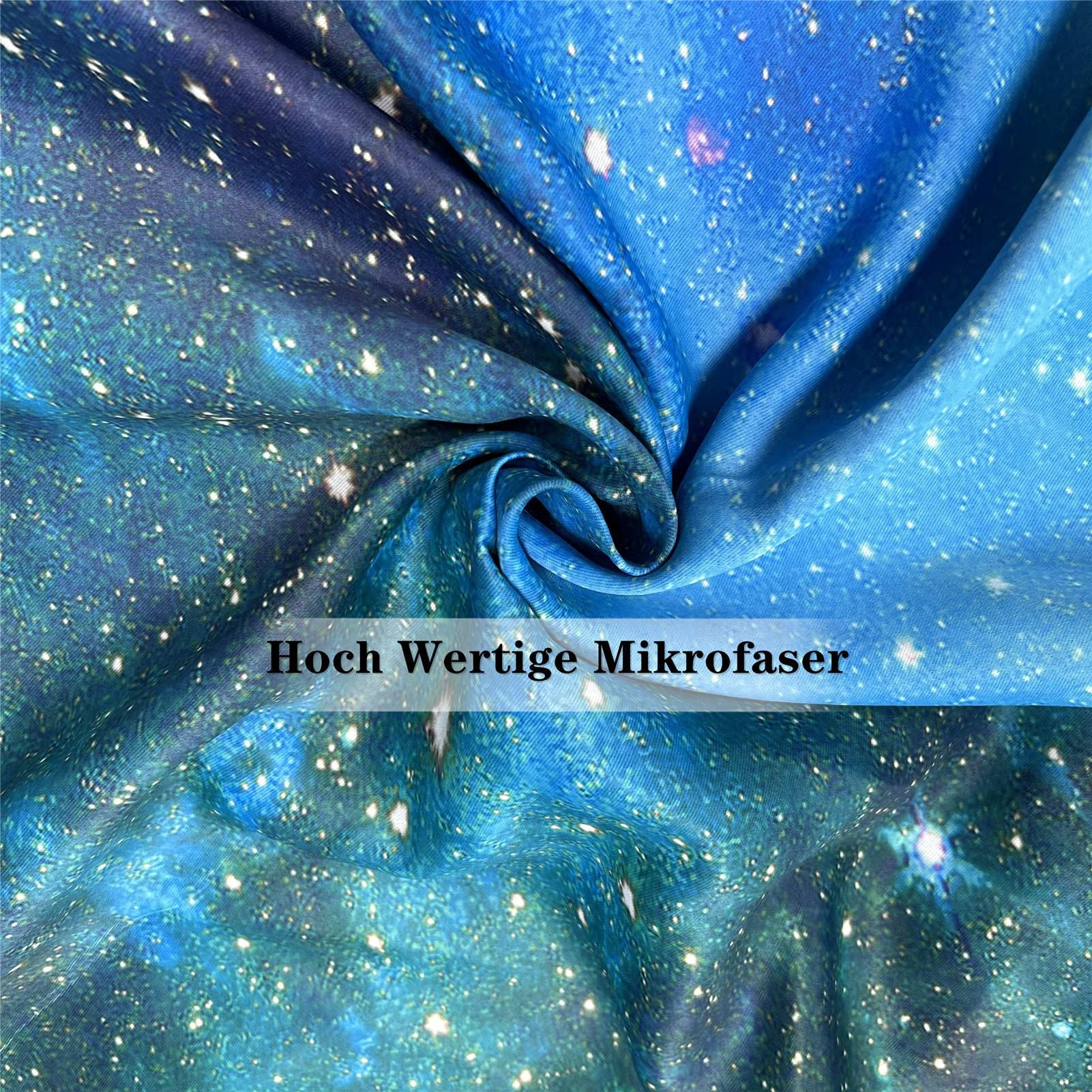 Galaxie Vorhänge Kinder Sternennebel Planet Ösen Gardinen mit Blickdichte Thermo Vorhang Kälteschutz Blackout Curtain Kinderzimmer Schlafzimmer Verdunkelung Fenster, 2 Stück, H 220 x B 140 cm