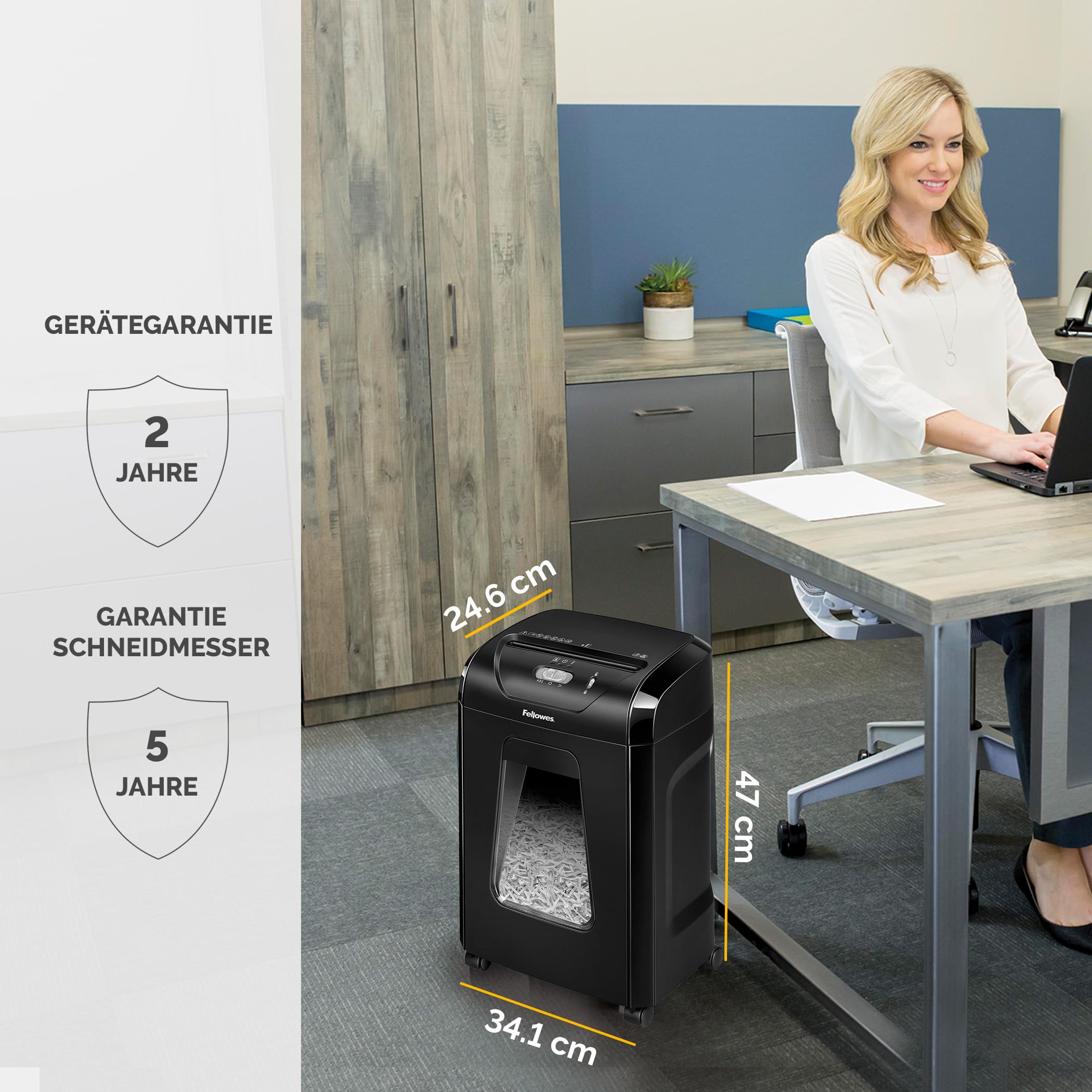 Fellowes FS-15C Aktenvernichter, Kreuzschnitt, 15 Blatt, P4, 19L Auszugsbehälter, Hochsicherheit, Papiervernichter für Zuhause & Büro, Leise & Leistungsstark, Schwarz