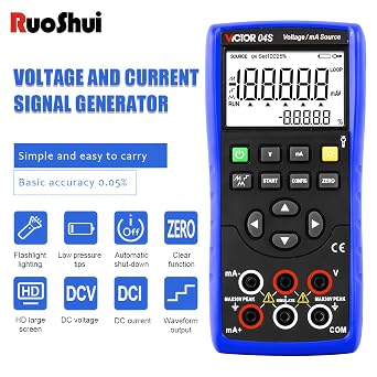Multi-Function Calibration 04+ Temperature Calibrator Voltage/mA Source Multi-Function Input and Source Calibrator Large LCD Display with 0.05% Accuracy RUOSHUI 04S