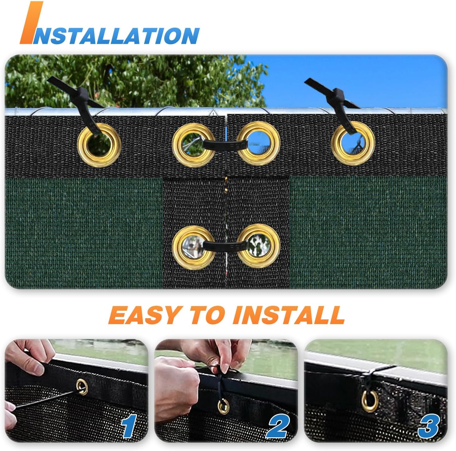 TANG 5' x 40' Privacy Fence Screen Green Shade Cloth with Grommets, Chain Link Fence Panels Outdoor Mesh Fabric Fencing, Balcony Windscreen Cover,Temporary Garden Fencing for Yard Deck Pool