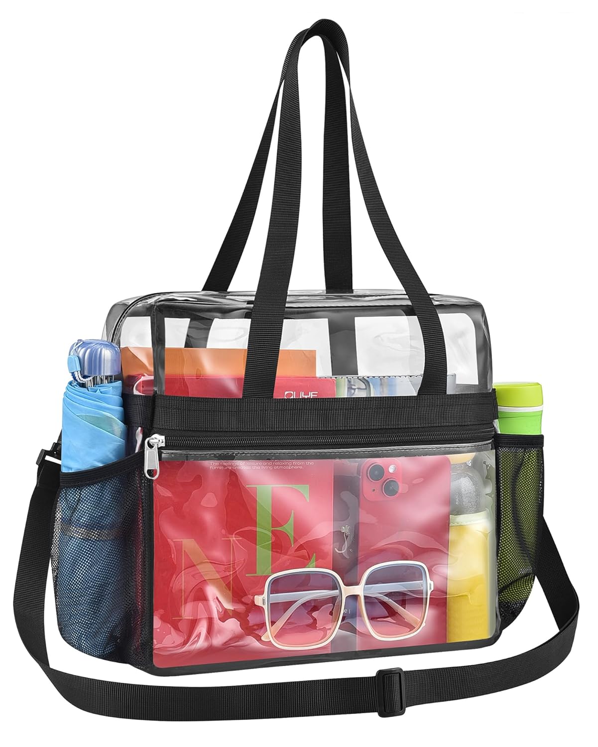 Paxiland Clear Bag for Stadium Events 12x6x12 inches Clear Tote Bag with Reinforced Strap Clear HandBag for Sports
