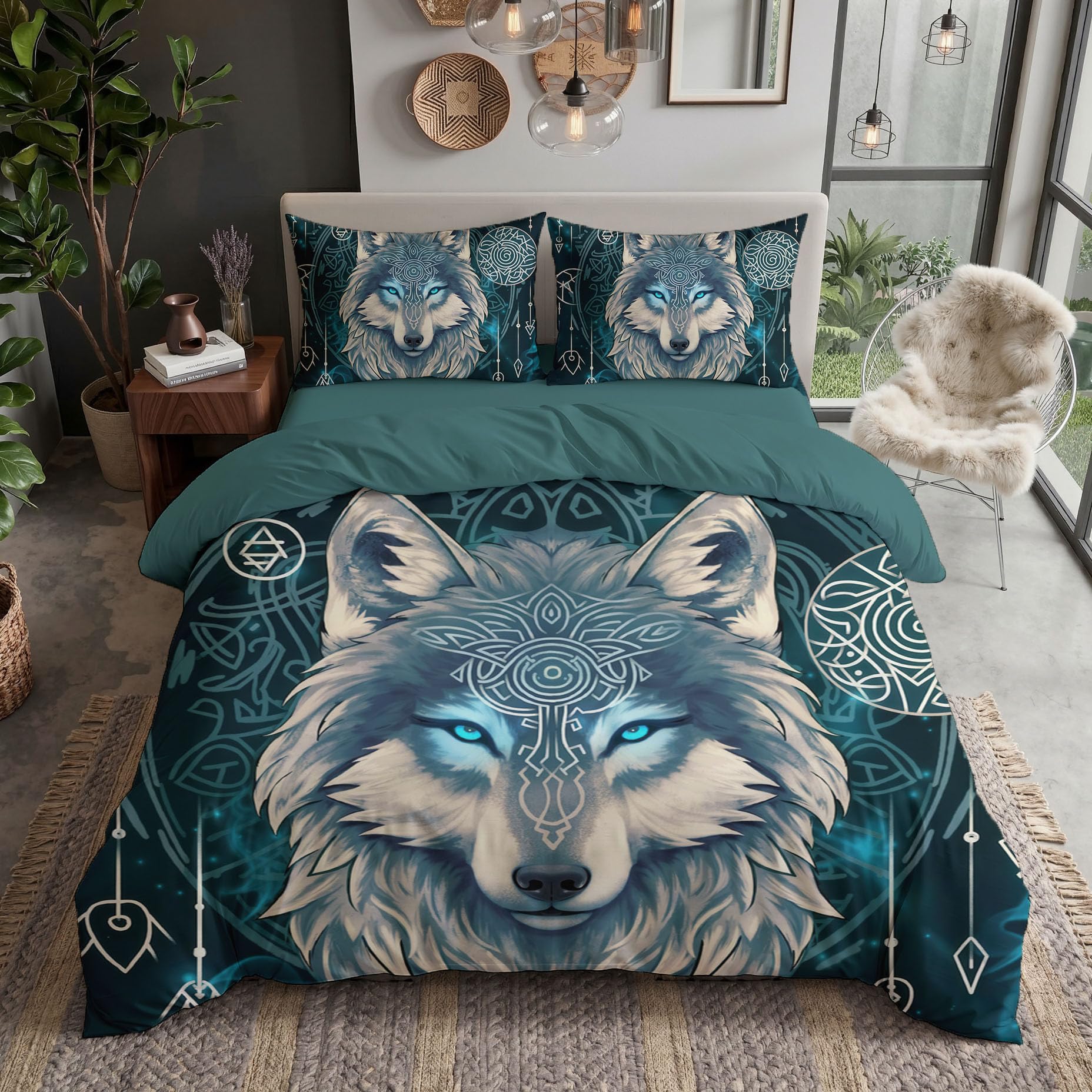 Housse de Couette 200x200 Loup Blanc pour une Chambre Ambiance Animale Fantastique