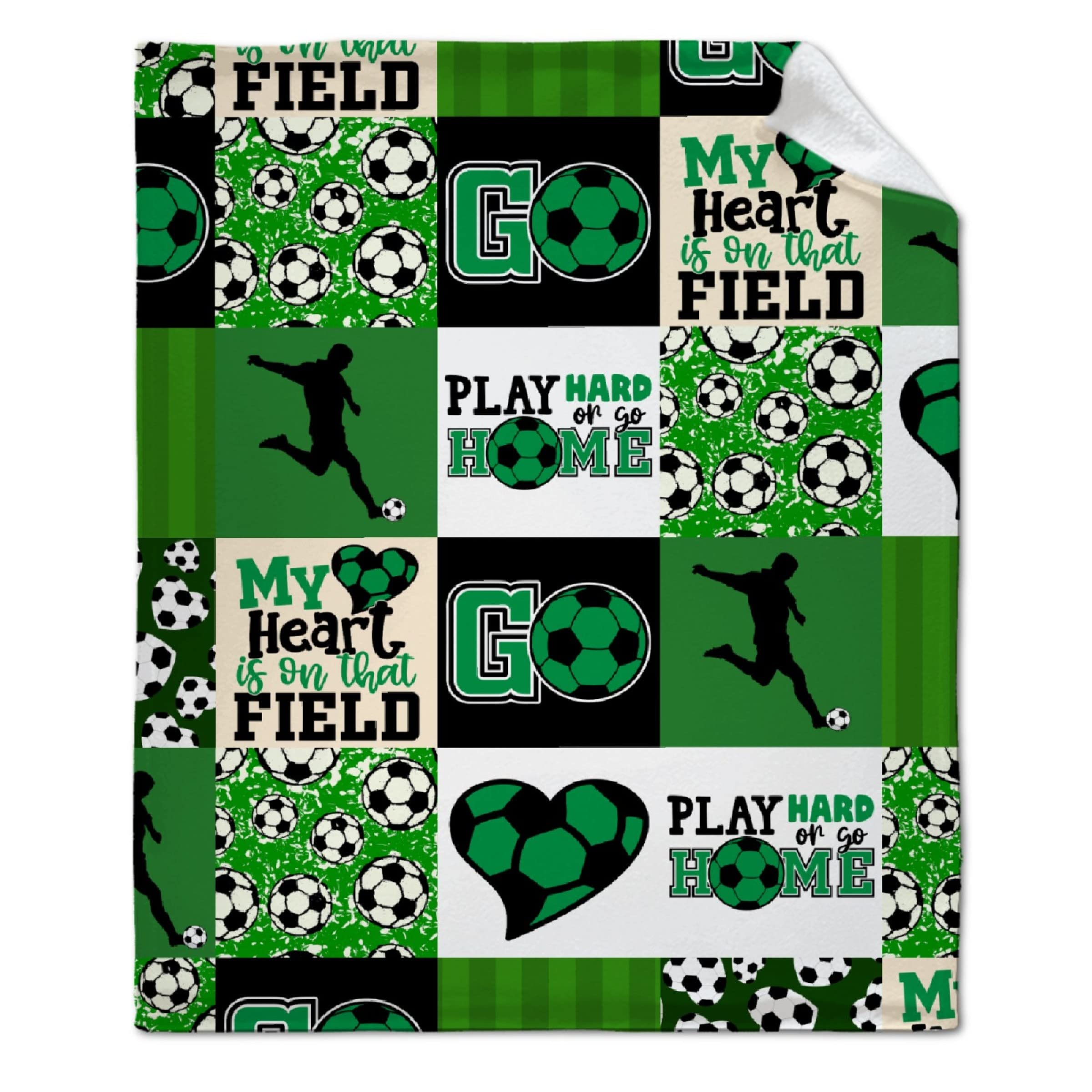 ARTBLANKET Soccer Throw Blanket Fannel Fleece Super Soft Funny Blanket Travel Throw Blanket for Bed Couch Sofa 60x50 in for Teen Car