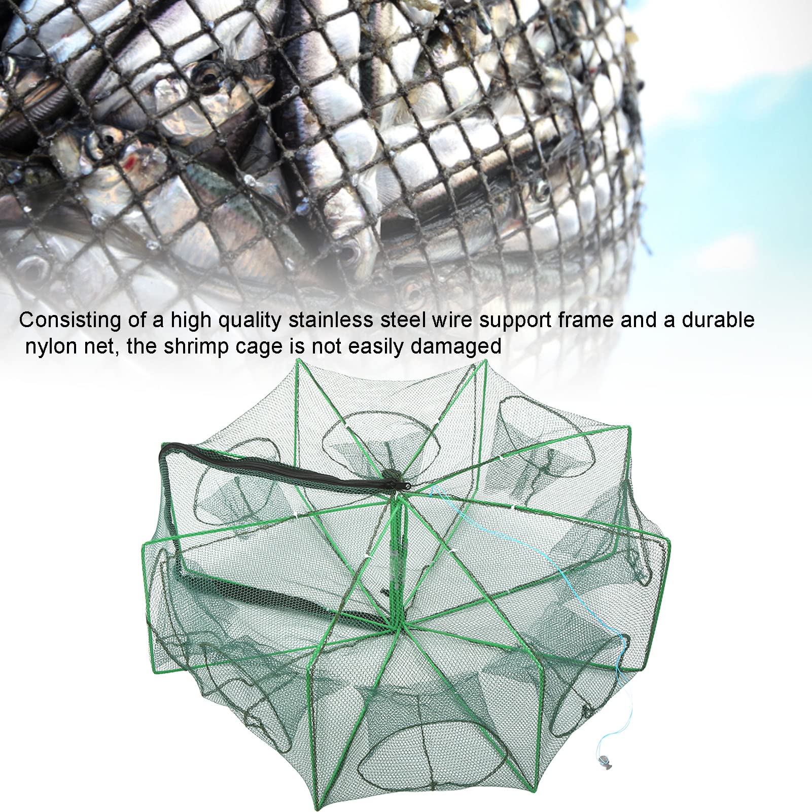 Cage à Crevettes Pliable 2 Couches - Filet Métallique 35cm De Haut Pour Pêche