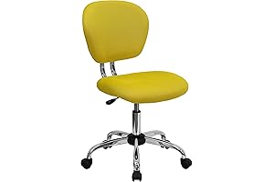 Flash Furniture Beverly Mid-Back Yellow Mesh Office Chair with Chrome Base