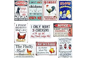10 Pack Chicken Coop Signs, 8x12 Inch Metal Chicken Signs for Coop Decor