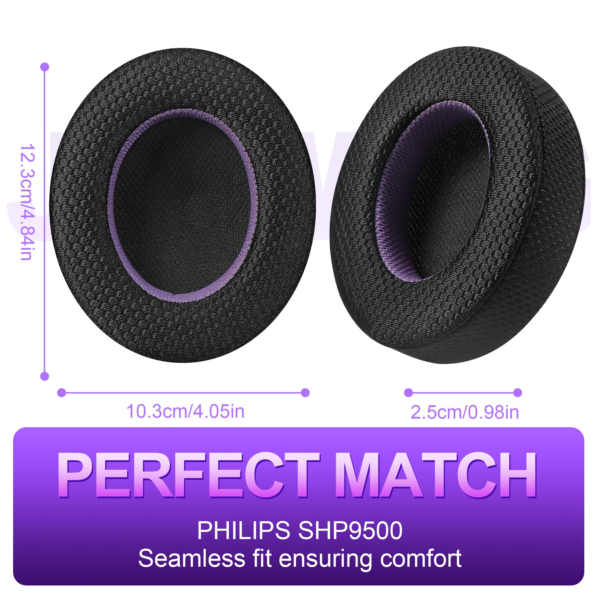 Cuscinetti di ricambio in rete traspirante per cuffie SHP9500, comodi cuscini nero/viola