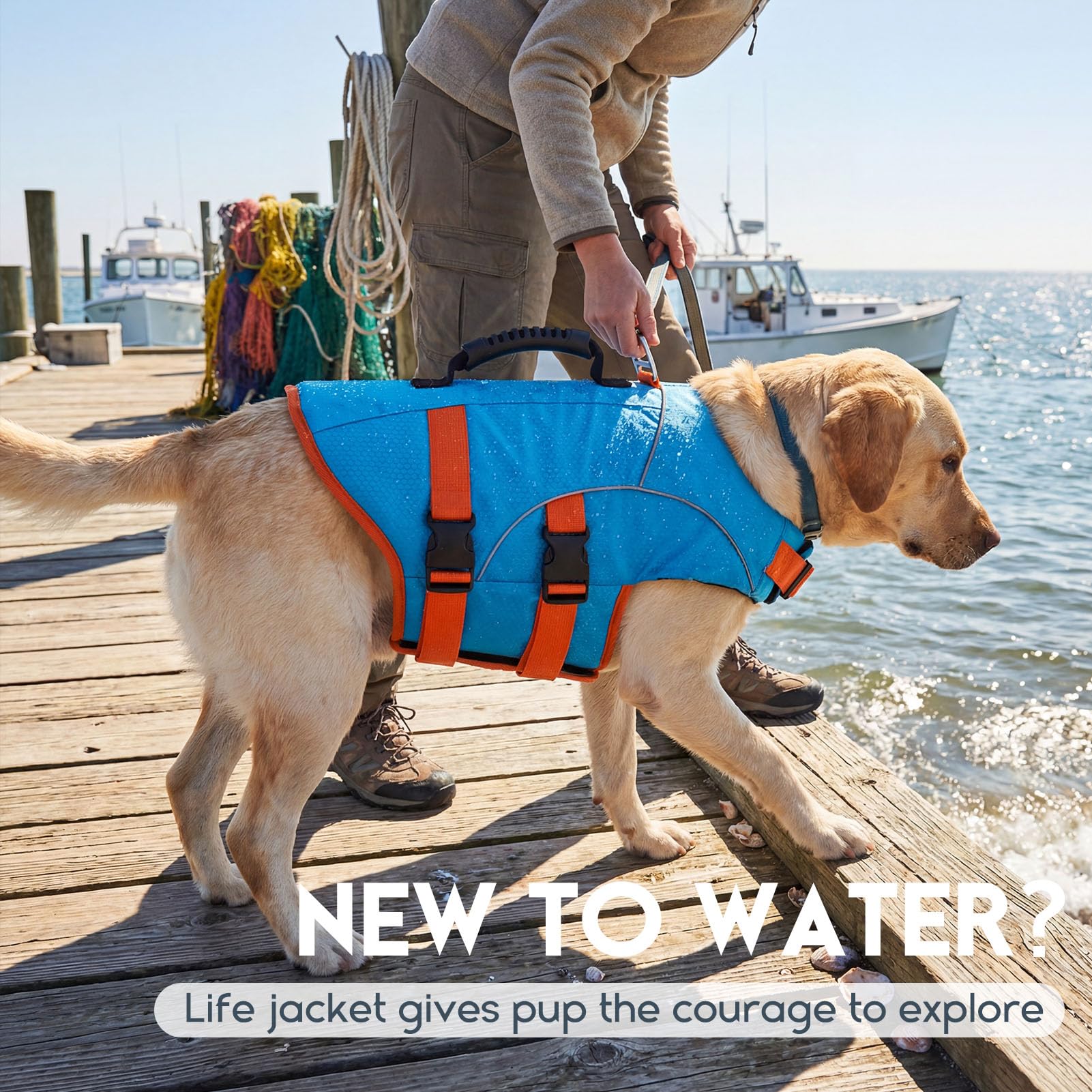 ASENKU Chaleco Salvavidas para Perros para Perros Pequeños, Medianos y Grandes, Arnés Ajustable + Asa de Transporte, Bandas Reflectantes, Ideal para Natación, Paseos en Barco y Actividades Acuáticas