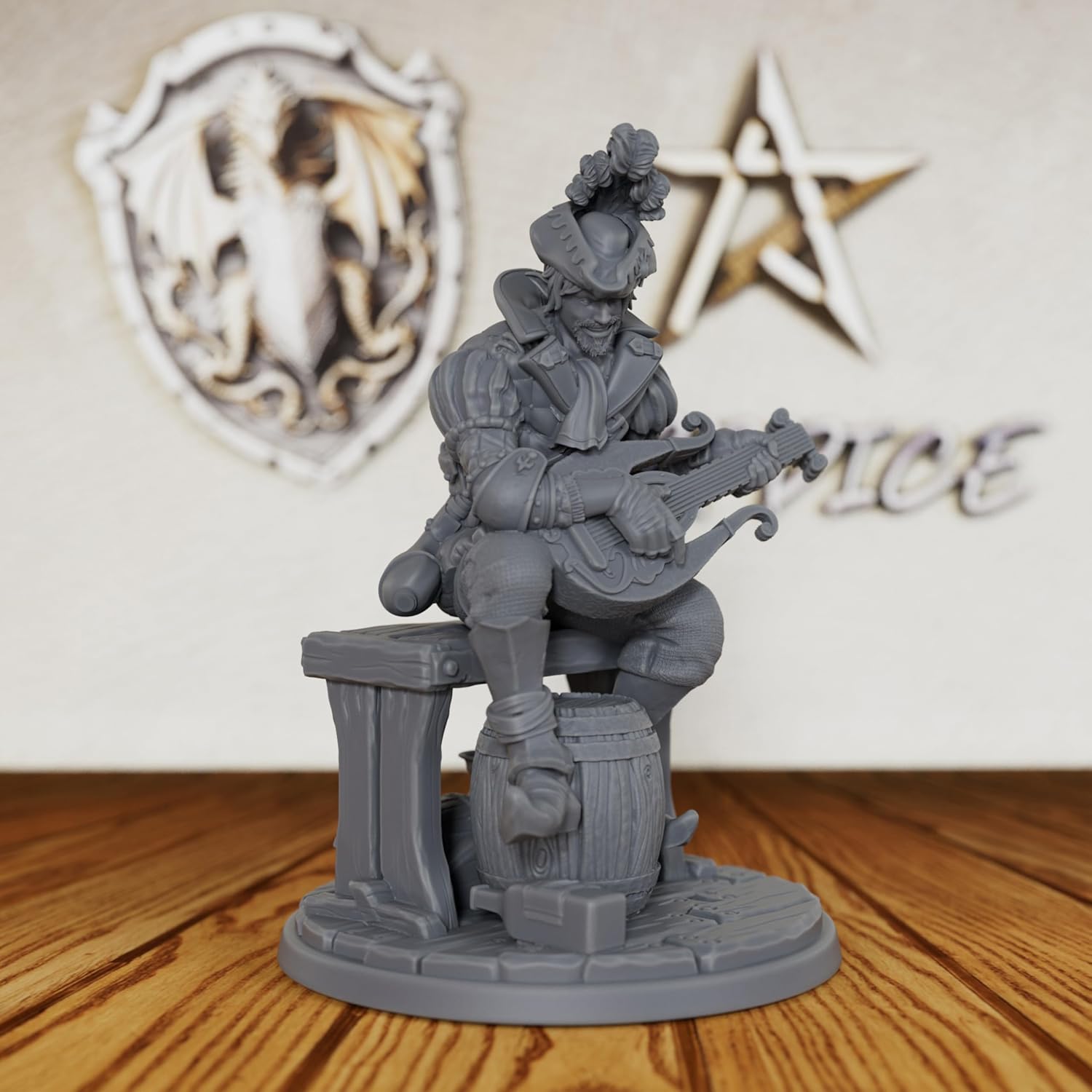Dungeon Masters RPG Accessory Pack - Fantasy Minis Figurine for Role Playing & Tabletop RPG Game, 28mm Scale Unpainted Miniature for TTRPG Painting - Half-Elf Bard (AS211)