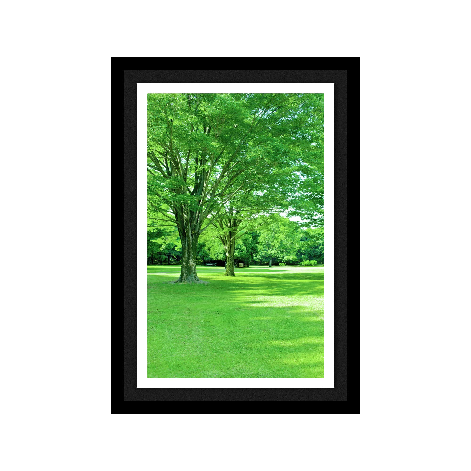 Treemaison CORNATING HOMES Lush Green Nature Landscape - Vastu Remedy, Painting with Frame (13 * 19, Black Frame)
