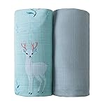 Viviland Muslin Swaddle Blankets, Breathable and Skin-Friendly Baby Receiving Blankets, 2-Pack Deer, 47 x 47 inches