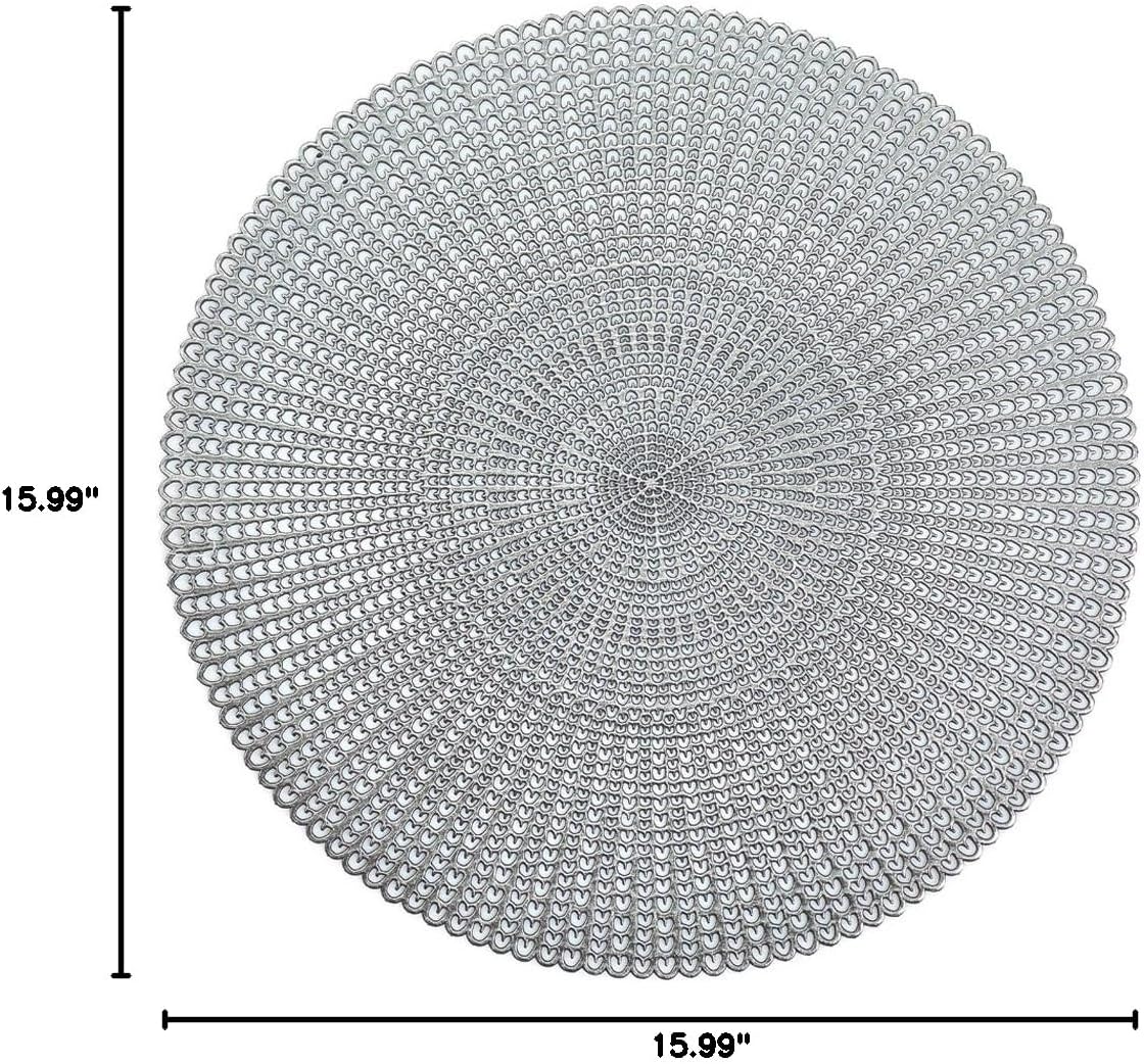 Zeller 27002 'Cut Out' Set Of 6 Pvc Place Mat, Round, Silver,41 x 41 x 1 cm