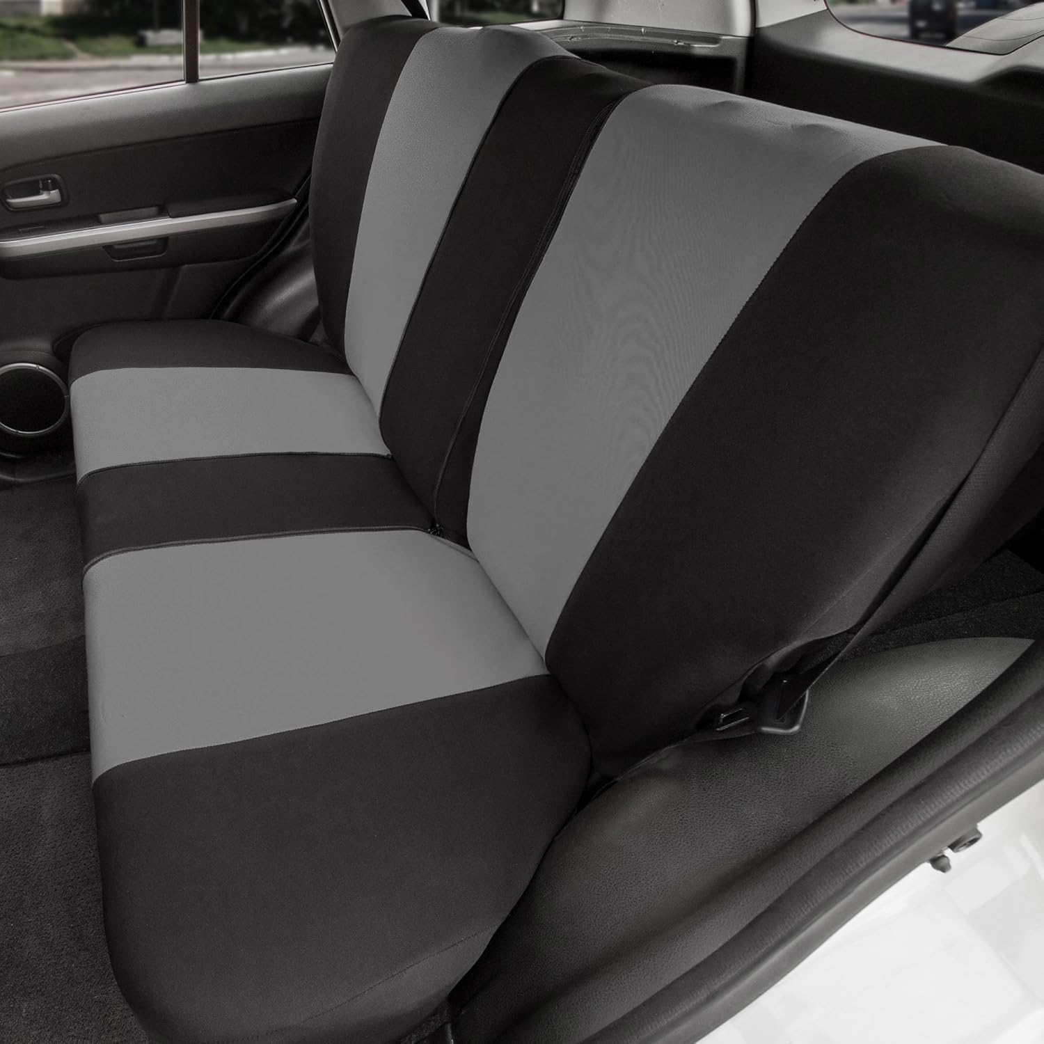 TLH Automotive Seat Covers Full Coverage Flat Cloth Seat Covers Rear, Car Seat Covers Black Color-Universal Fit Interior Accessories Car Seat Protector Automotive Seat Covers for Cars Auto Trucks SUV