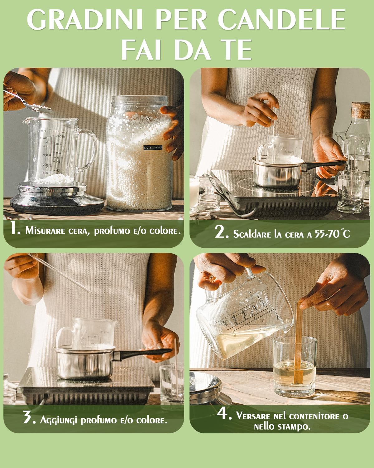 Cera Di Soia Naturale Per Candele Fai Da Te - 1Kg, Biologica, Senza Additivi, 100% Pura - Foto 4