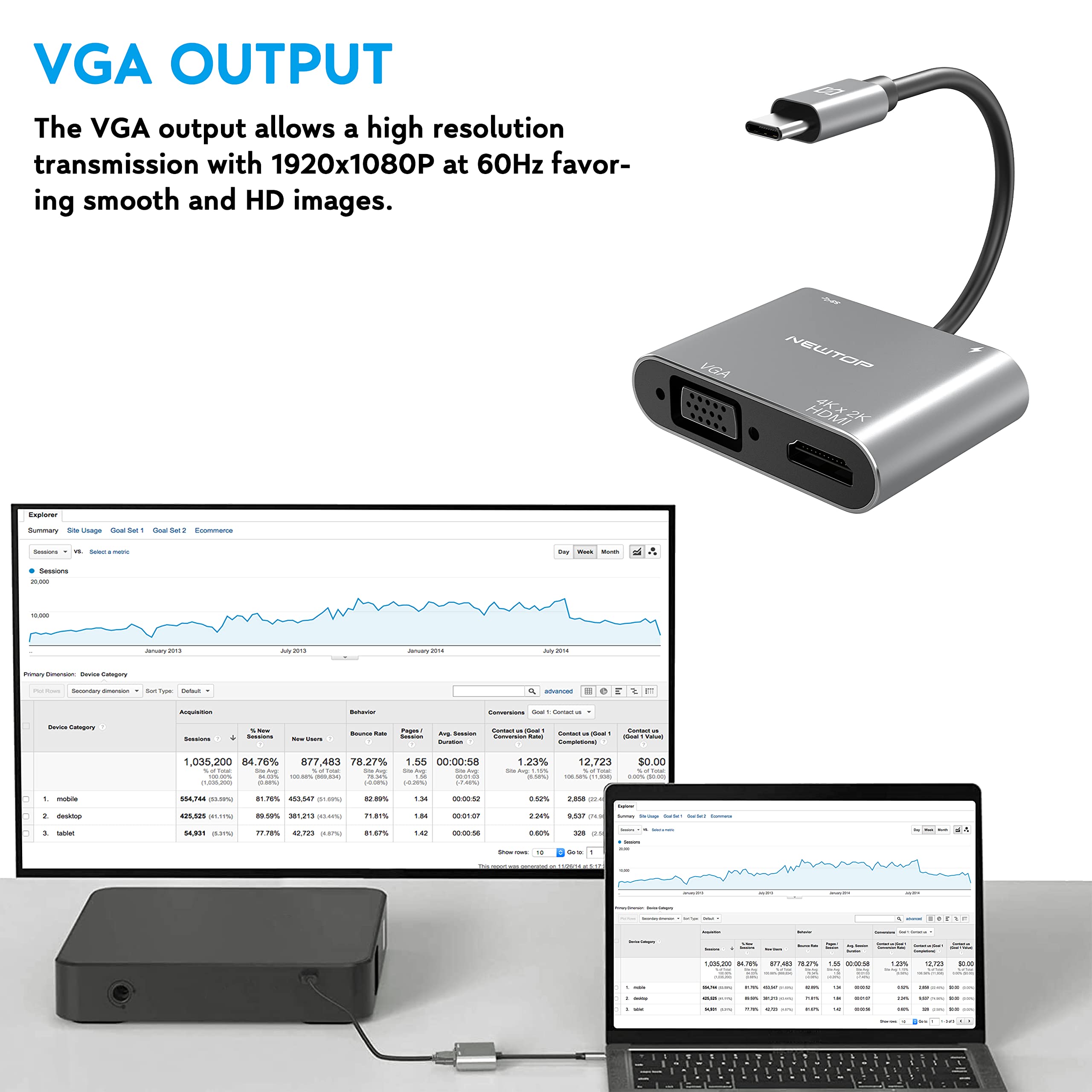 Adattatore USB C 4in1 HUB AD29 | Convertitore Da Type-C A HDMI 4K, VGA, USB 3.0, PD | Per PC - Foto 7