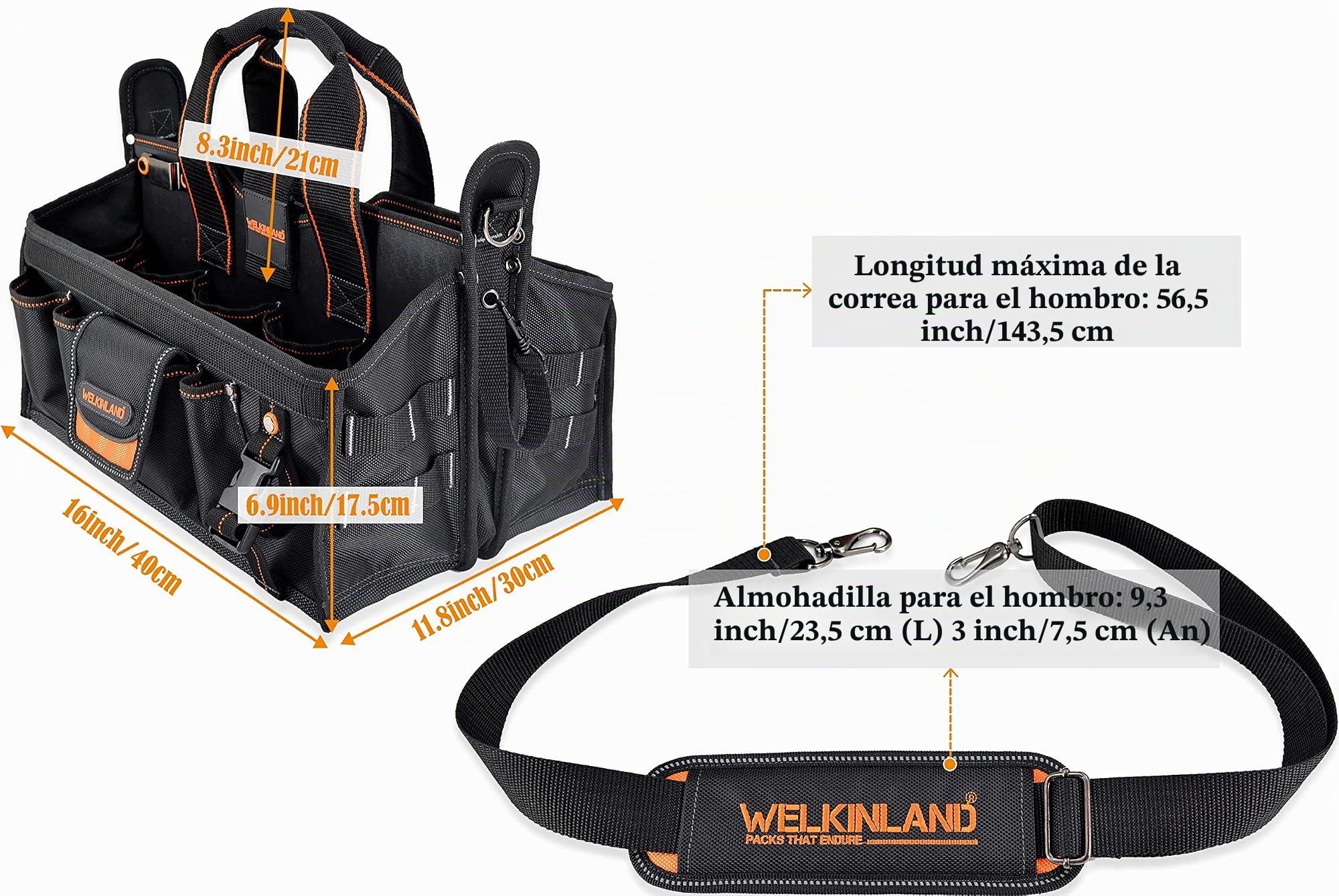 Bolsa de herramientas para electricistas y HVAC – con organizador de enchufes