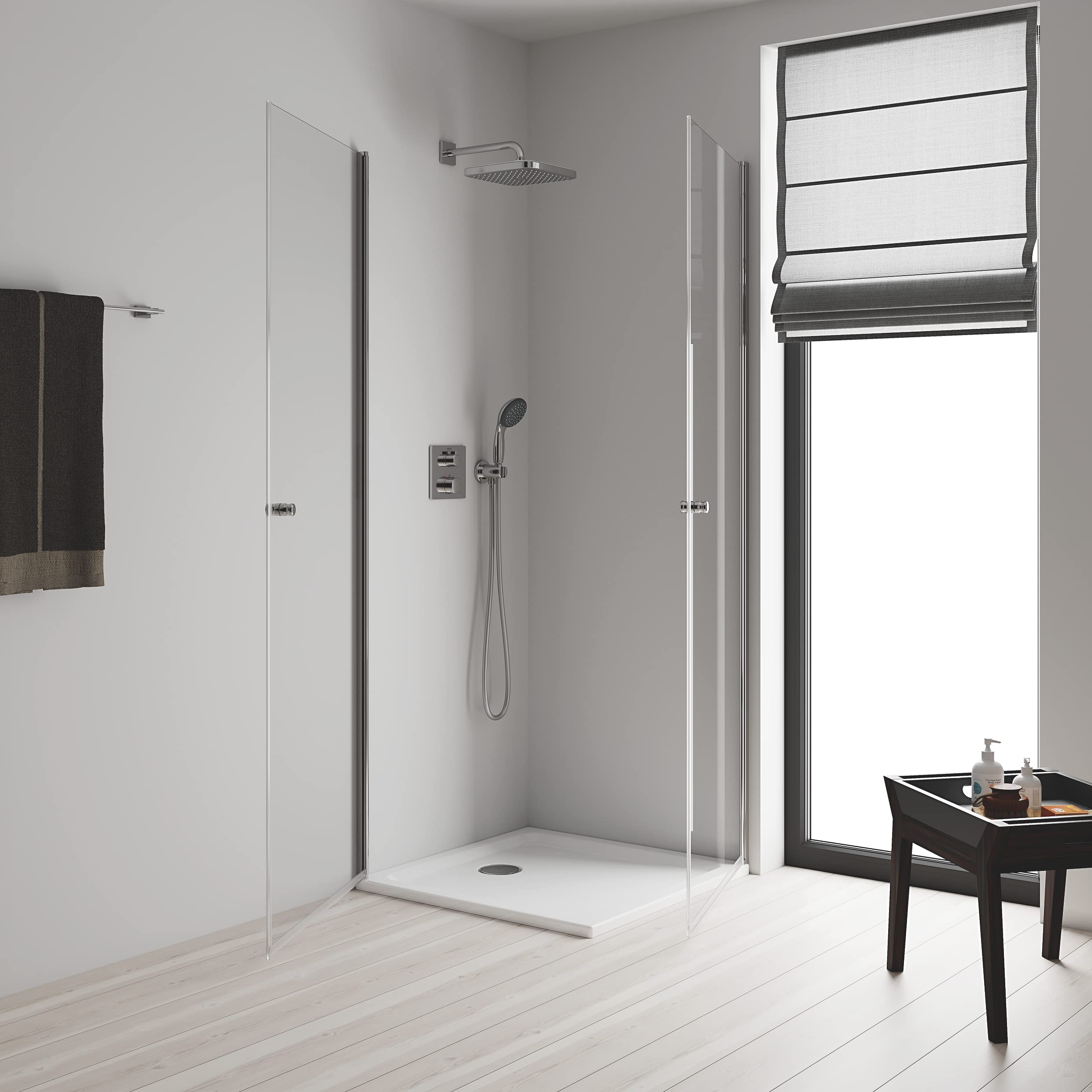 GROHE Douche de tête Vitalio Comfort 250 Cube, 1 jet, raccords filetés 1/2", forme carrée 250mm, douche de tête pivotable, installation rapide, chromé, 26695000 (Import Allemagne)