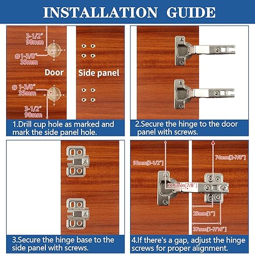 Miniatura 6 de TamBee Armario de esquina de 45 grados, bisagras interiores de gabinete de cocina, puerta plegable de esquina, bisagra de puerta de acero inoxidable