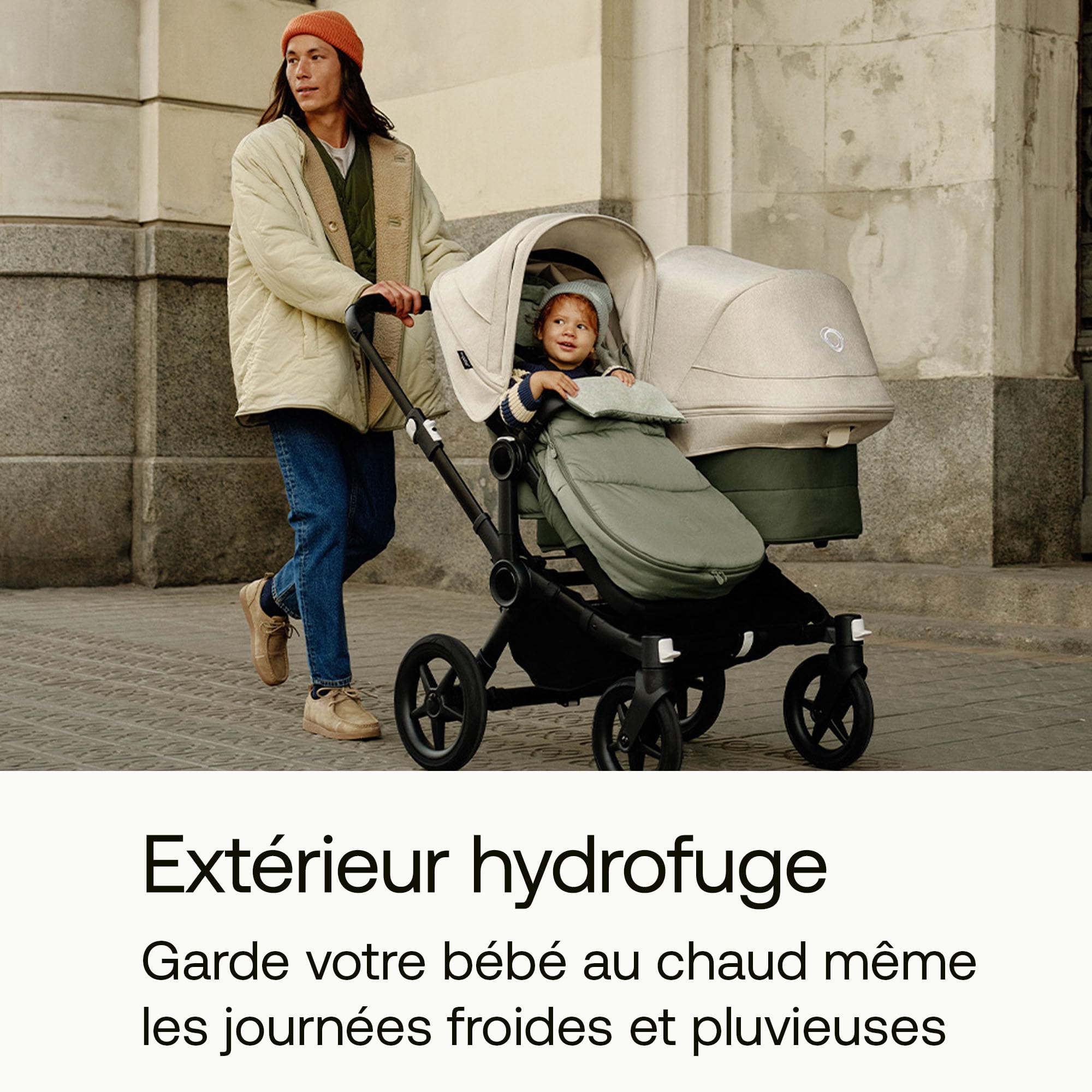 Bugaboo Chancelière, Accessoire Indispensable pour Poussette, résistant à l'eau et aux intempéries, Confortable pour Les Orteils, Chaude et Respirante en Vert Sapin