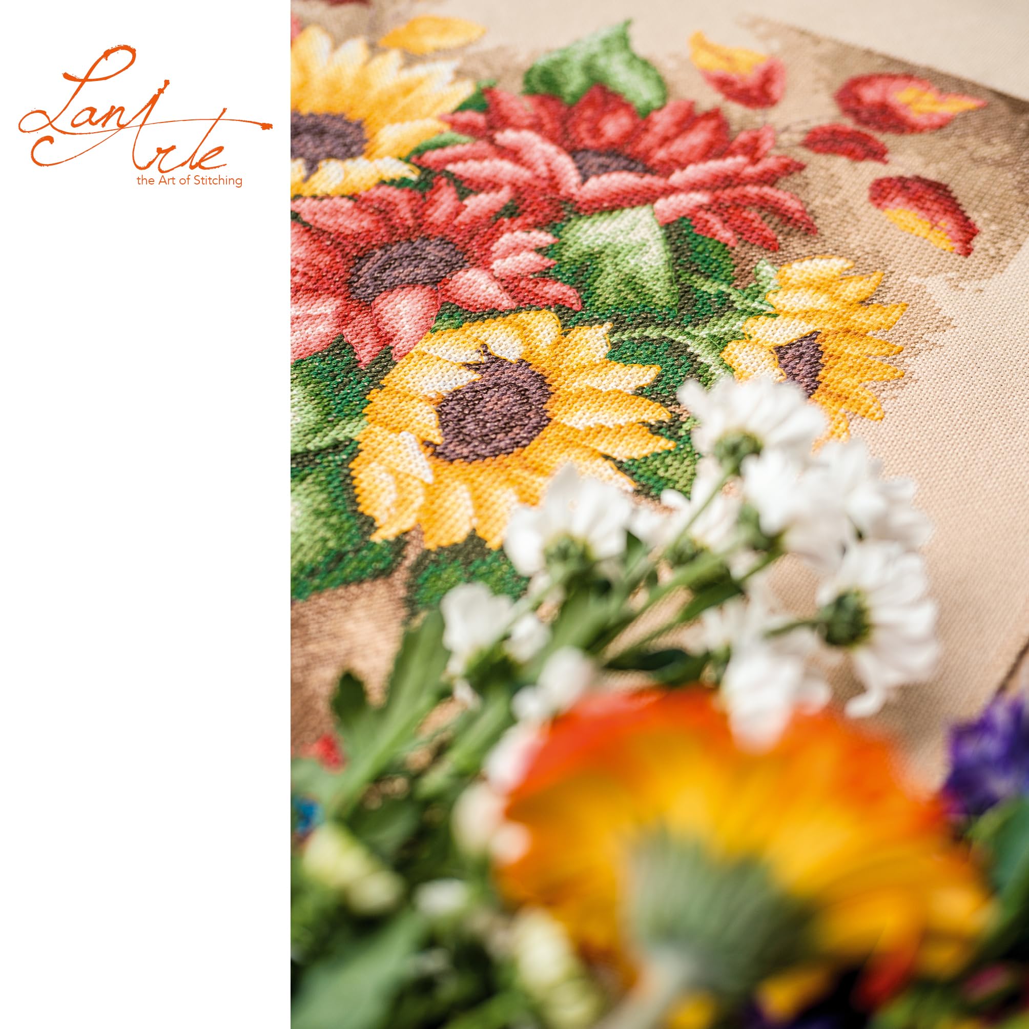 Lanarte Kit Punto Croce Contato NATURA MORTA AUTUNNALE Decorativi Per Pareti ca. 26 x 39 cm Set Fai Da Te Creativo Adulti Ricamo Casa Decor Arte Da Parete Kit Per Hobby Cross Stitch
