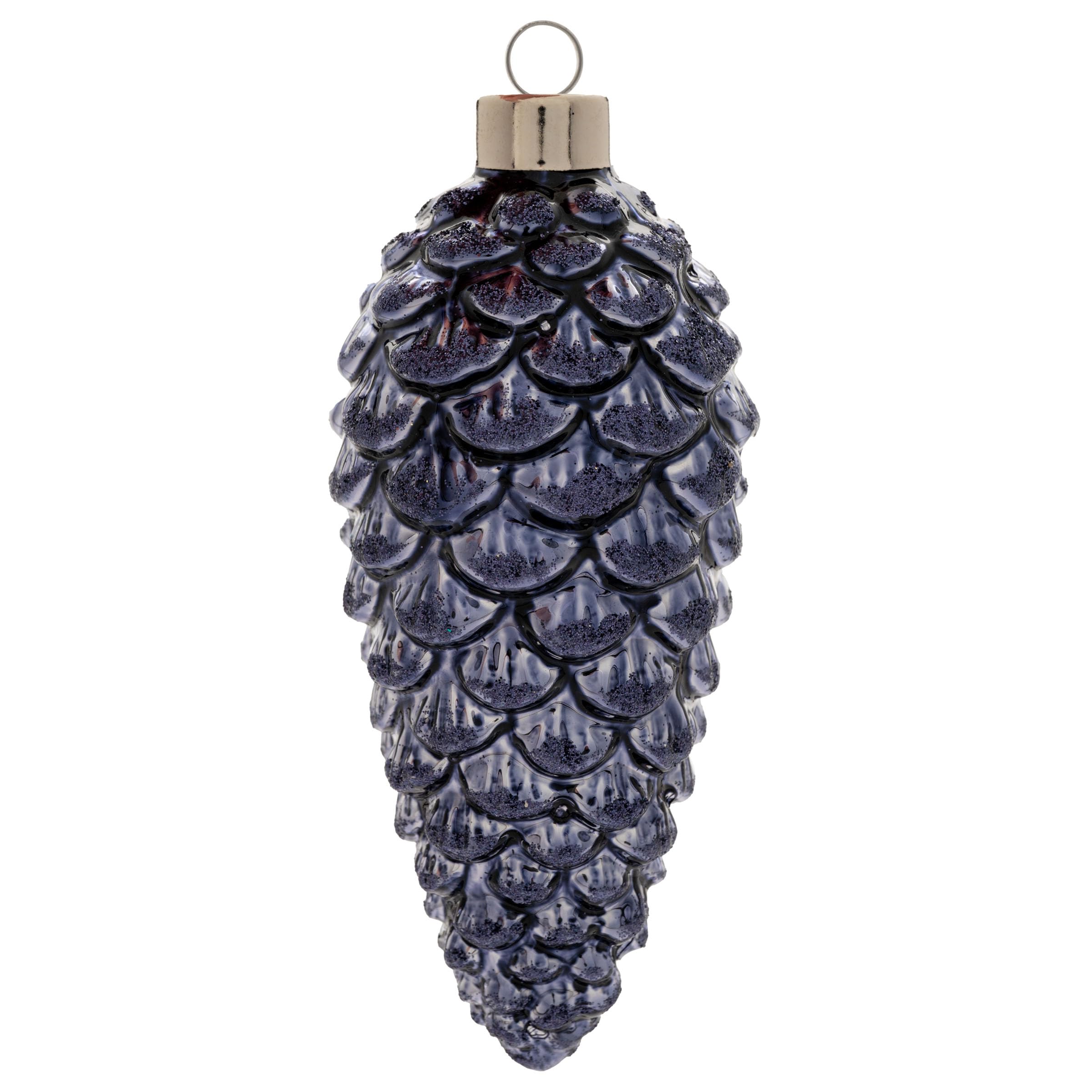 Décoration de Noël haut de gamme Karma pomme de pin bleu pailletée taille L