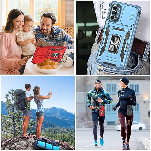 Miniatura 2 de Funda para Motorola Moto G Stylus 5G 2022 con protector de pantalla, clip para cinturón, grado militar, funda deslizante para cámara compatible con