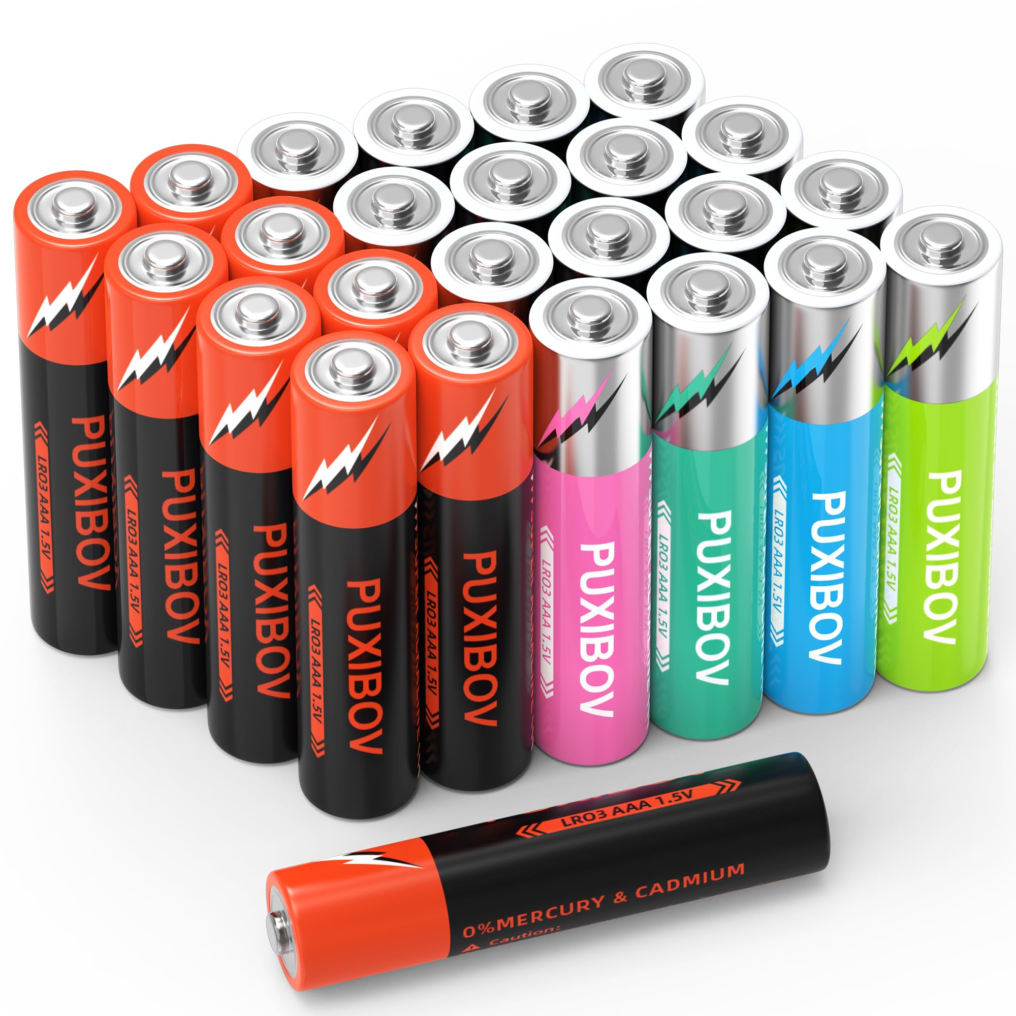 PUXIBOV Triple AAA Batteries 24 Pack Battery: Alkaline Long-Lasting Batteries - Leakproof 1.5V Batteries - LR03 Size Battery for Household