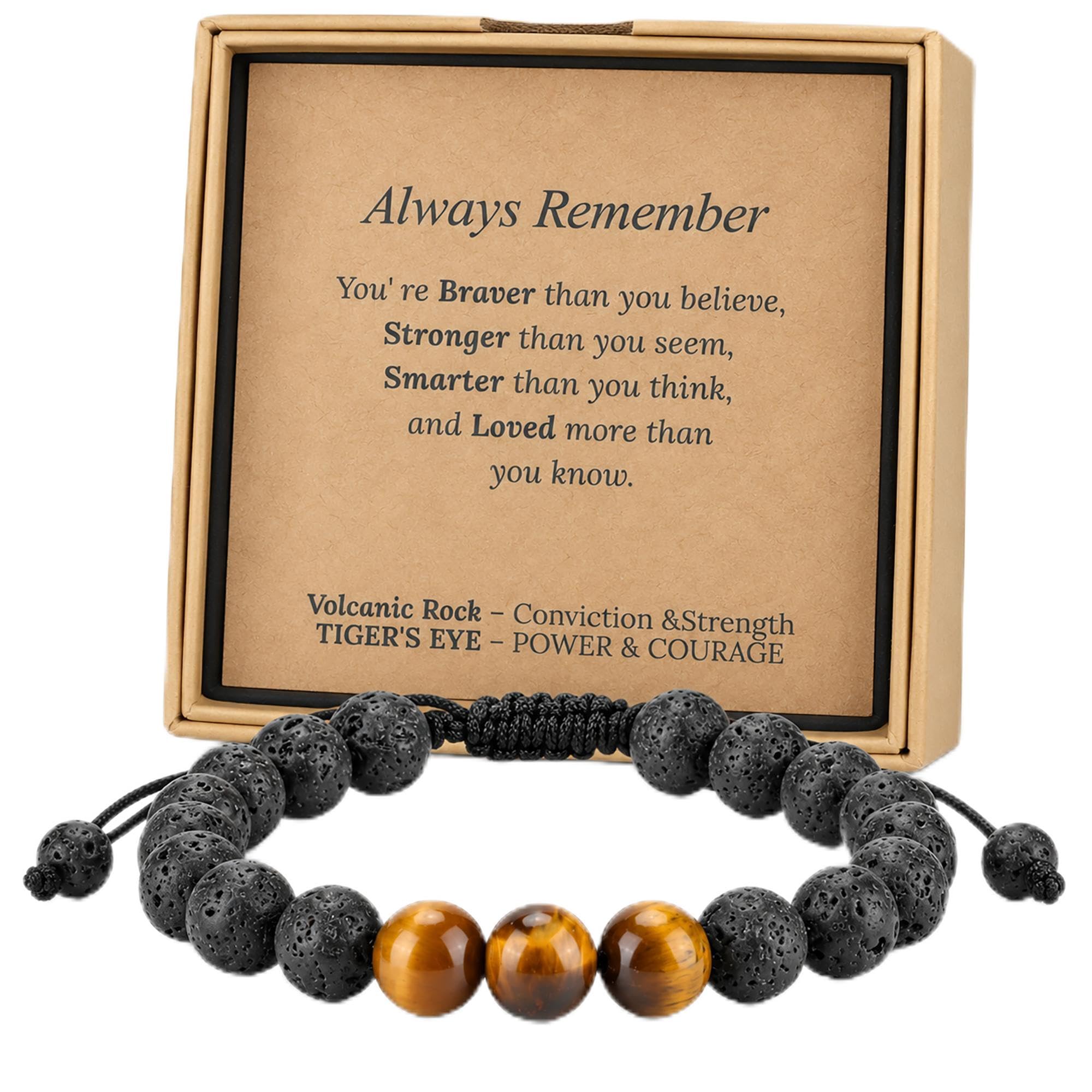 Adjustable Tiger Eye Bracelet Gifts for Teen Boys and Men