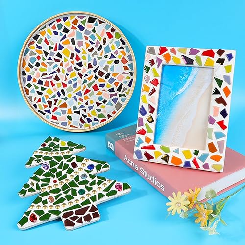 Miniatura 7 de Azulejos de mosaico de cerámica de 7.05 oz para manualidades, azulejos de mosaico de porcelana de 0.2 x 0.8 pulgadas para decoración del hogar