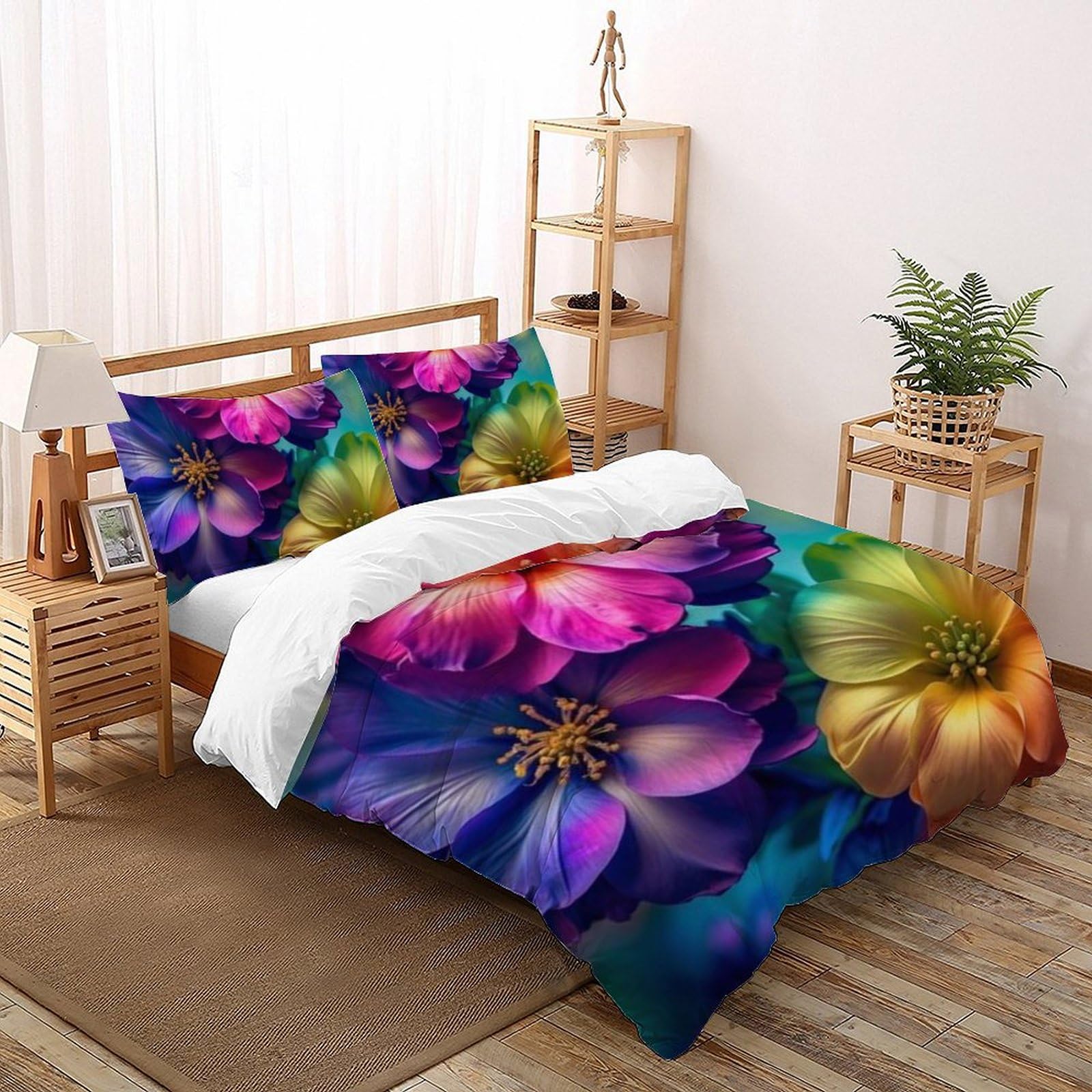 Housse de couette fleurs colorées pour créer un cocon printanier dans une chambre de fille