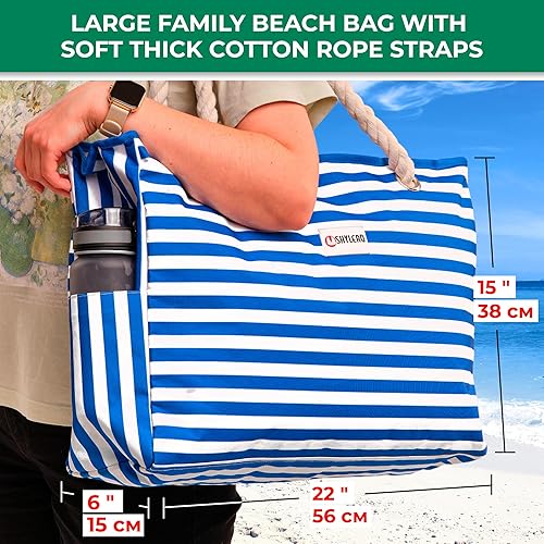 Miniatura 2 de Bolsa de playa y piscina SHYLERO. Tiene bolsa hermética, un montón de bolsillos. La bolsa tote para la playa tiene cremallera, es resistente al