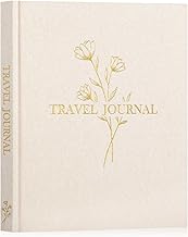 Lanpn Travel Photo Journal Notebook for Women Men, Linen Travel Log Diary Scrapbook Memory Book with Prompts, Anniversary Journals Traveling Gifts (Beige, 110 Pages)