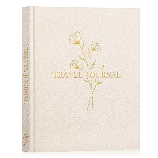 Lanpn Cuaderno De Viaje Para Mujeres Y Hombres, Diario De Viaje De Lino, Libreta De Viaje De Recuerdos Cuaderno De Notas Álbum De Fotos De Viajes, Regalos Para Viajeros (Beige, 110 Páginas)