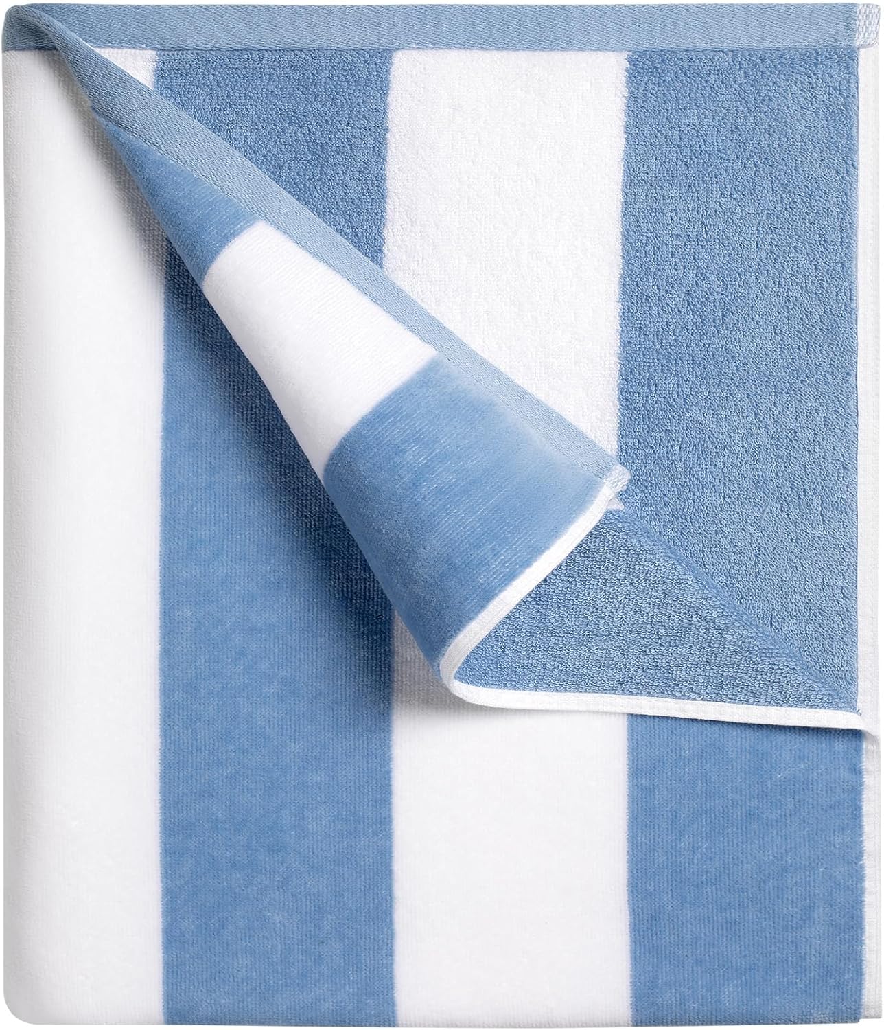 cabanana Large Oversized Beach Towel - 35 x 70 Inch Cotton Pool Towel, Blue Striped Soft Cabana Swim Towel