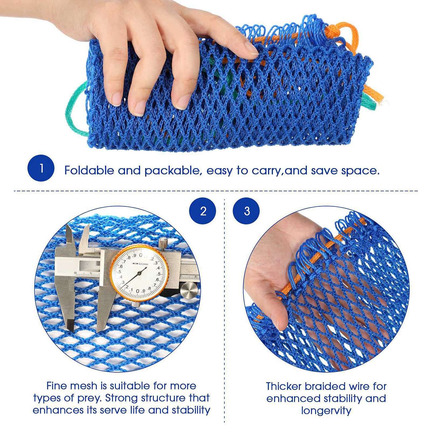 yasoe Sac D'Appât de Piège à Crabe 6 Pièces avec Casier Piège à Poisson Portable Piège à Crabe en Plein Air Pièges à Appâts Filet à Crevettes Accessoires de Pêche