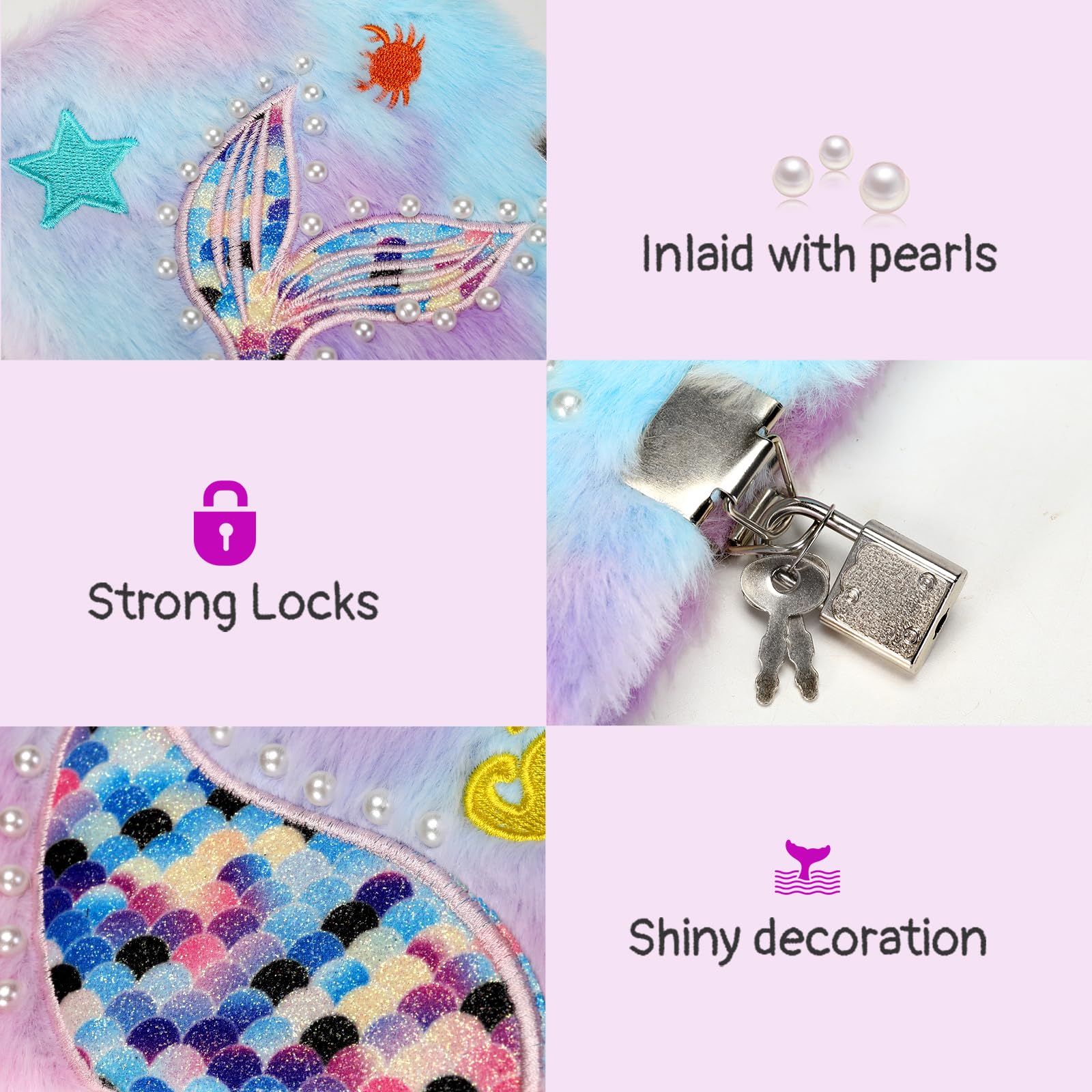 PESLNG Girl's Diary with Padlock, Multicolored - Image 3