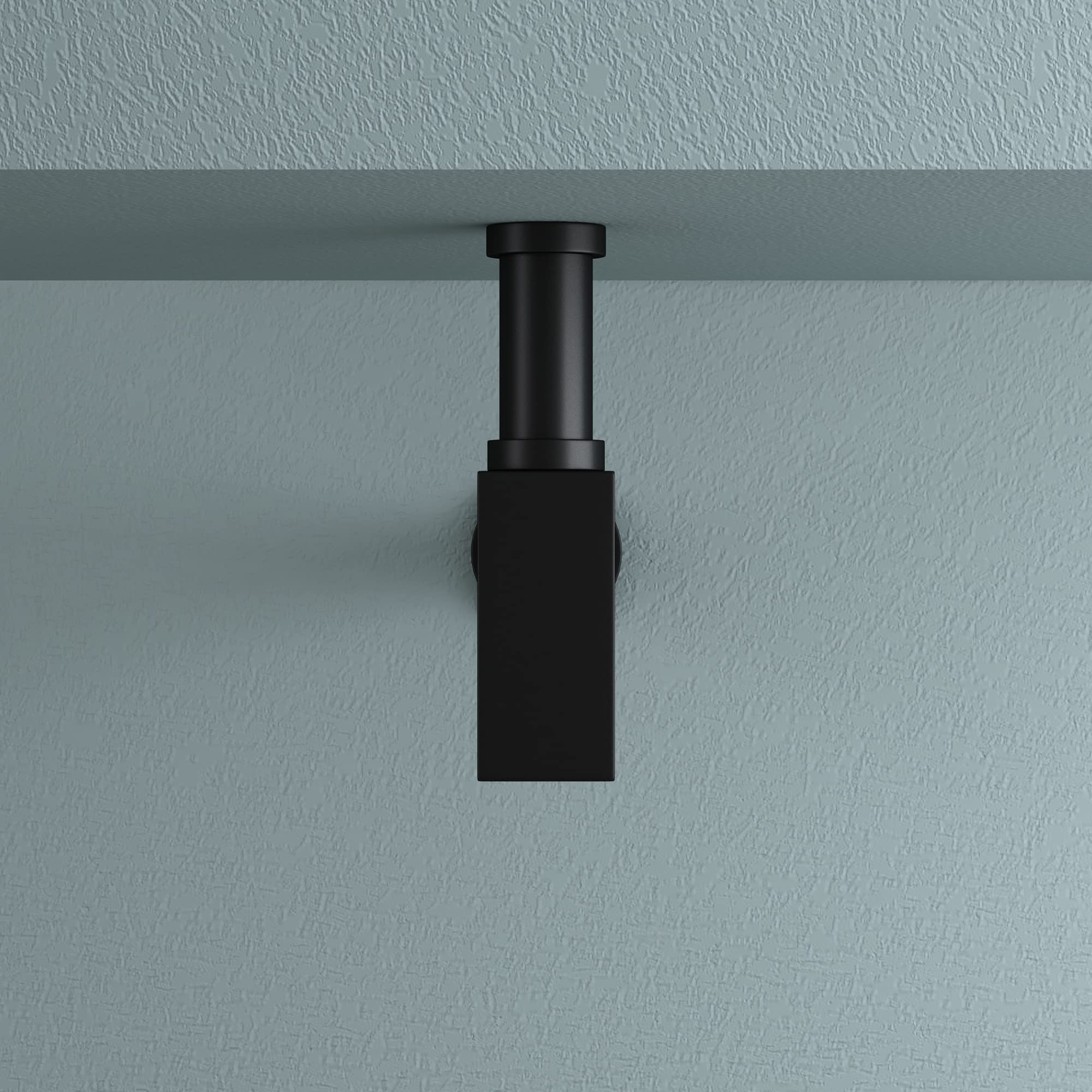 doporro Sifón Universal para Lavabo de Diseño 50x33x24cm Sifón de Tubería Cuadrado Negro Mate para Baño S06