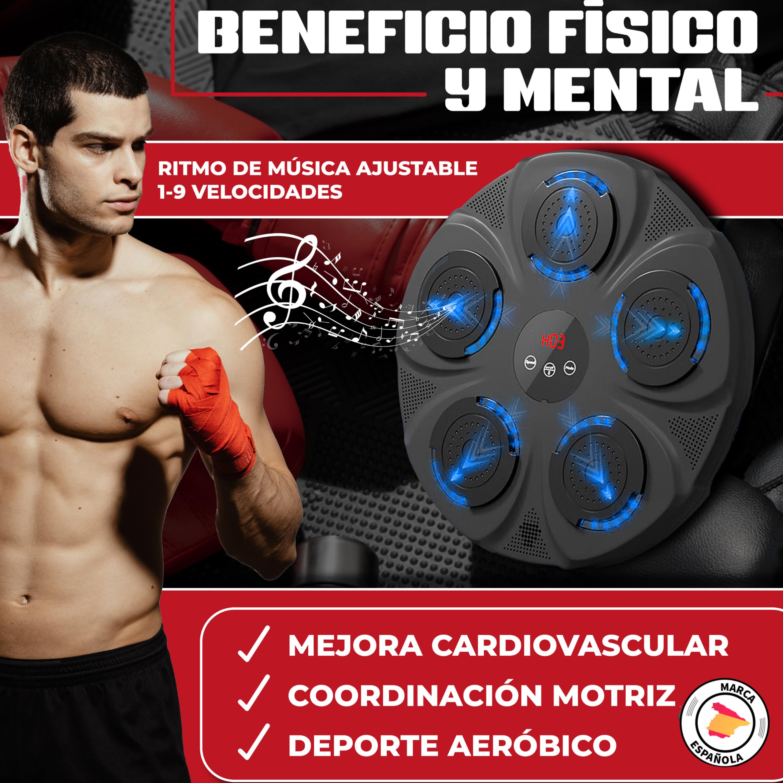 Maquina de Boxeo Musical, Boxing Machine, Maquina de Boxeo con Musica, Musical Boxin para Niños y Adultos, incluye guantes de boxeo