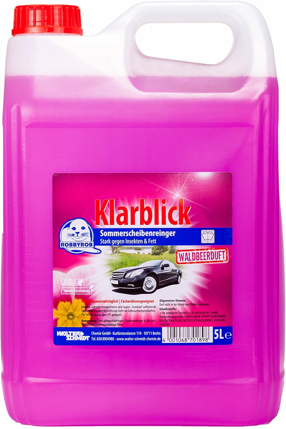Robby Rob 8809200000 Summer Screen Wash Ready to Use Wild Berry, 5 liters