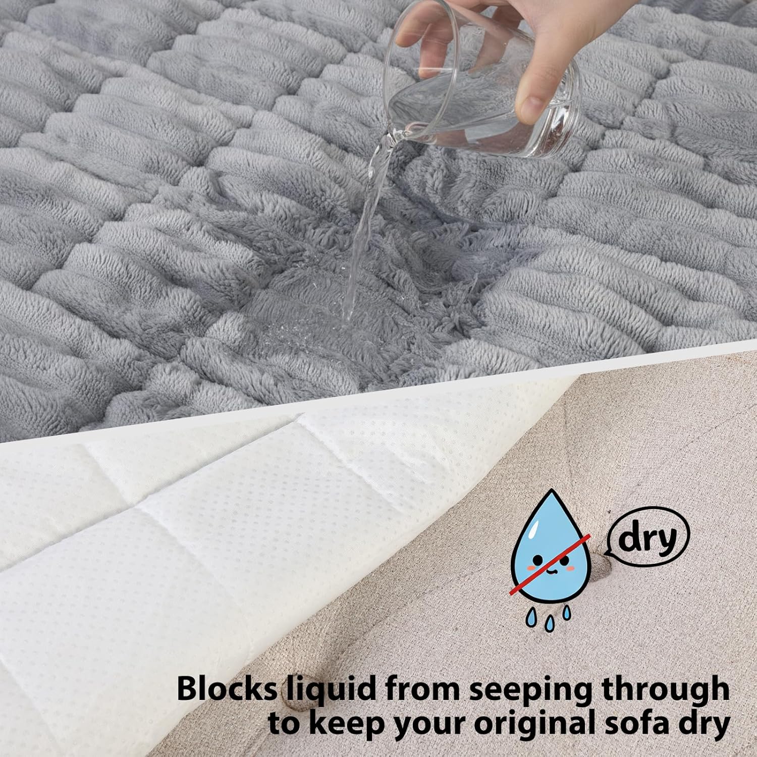 Fixwal Waterproof Dog Couch Cover, Washable Non-Slip Pet Couch Covers for Sofa, Leak-Proof Sofa Protector for Dogs, Pet Friendly Thick Soft Fuzzy Furniture Cover (Light Grey, 27.6" x 70.9")